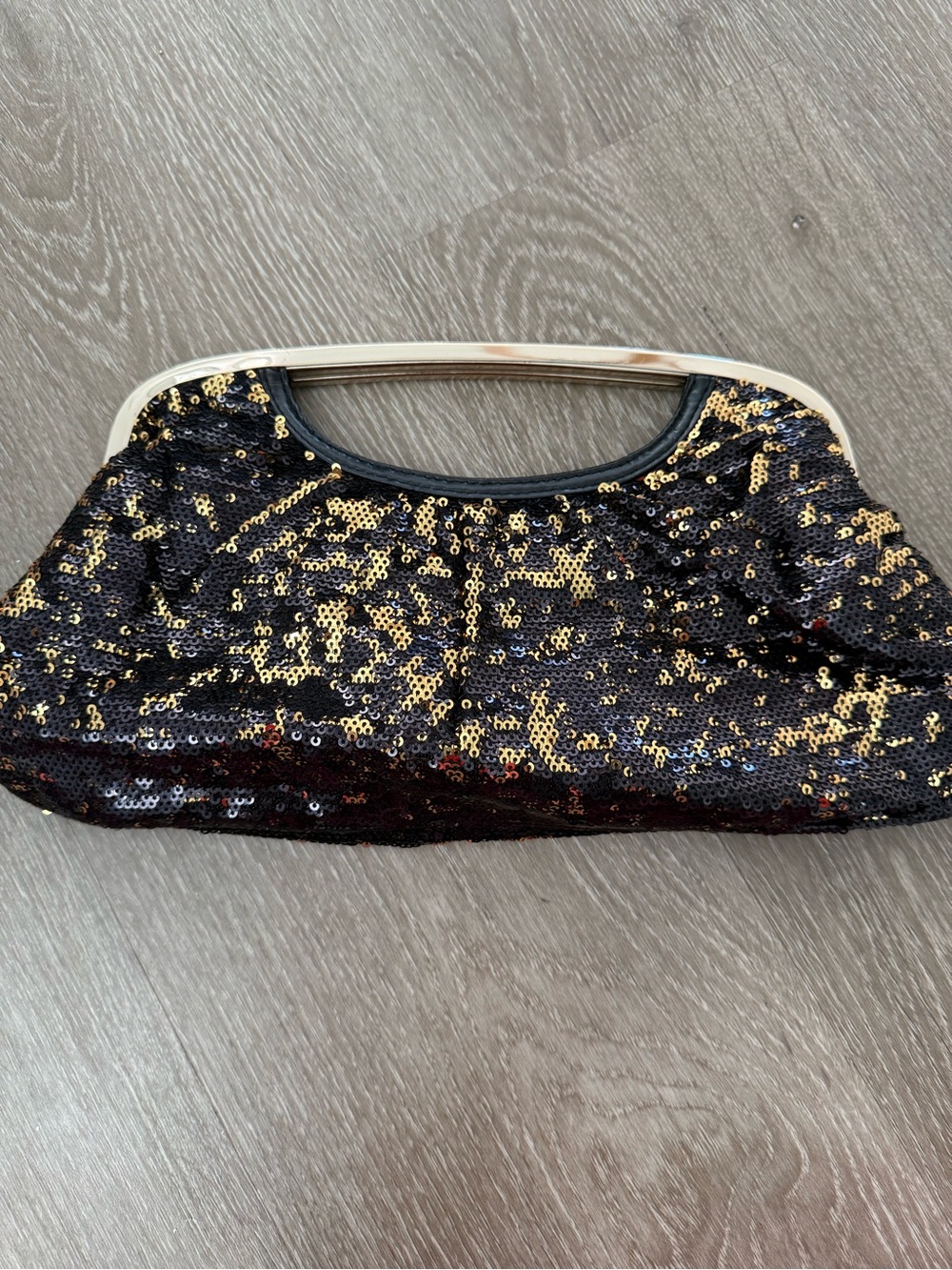 Sequin Evening Clutch Handbag in Black and Gold